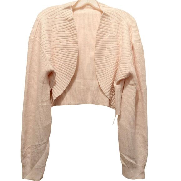 NWT Yousify Women's V Neck Shrug Cropped Bolero Shrug Cardigan Apricot Size XL - Picture 2 of 8